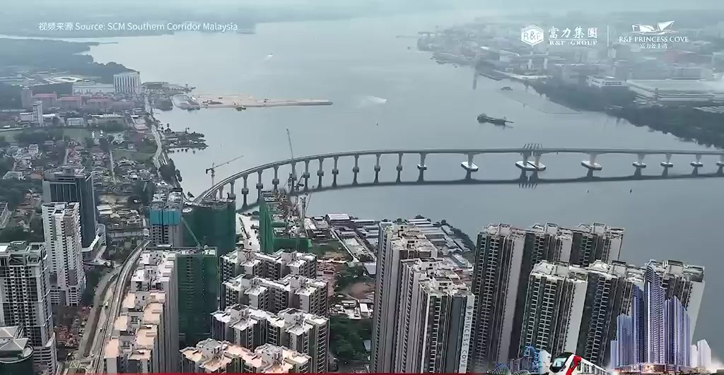 柔佛海峡长堤实景航拍